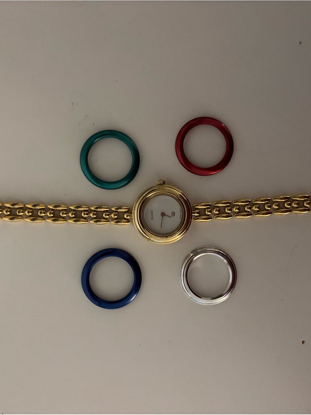 Authentic Gucci Gold Change Bezel 11/12 Rice Link 7.5” Bracelet Watch COA - Picture 4 of 16